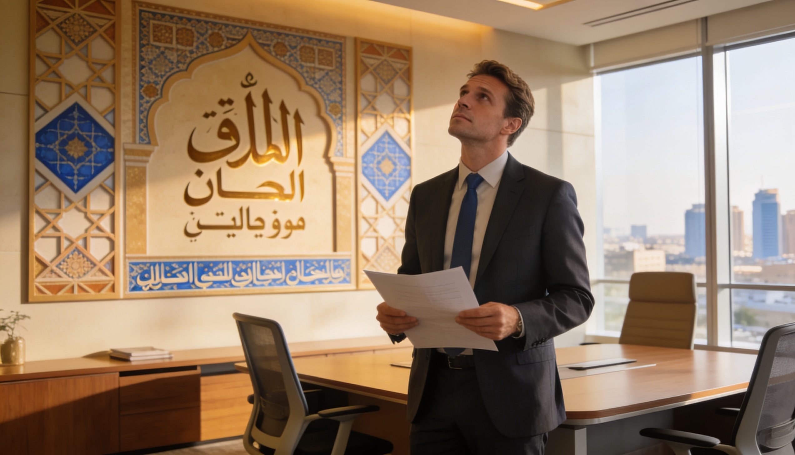 A British expat discussing mortgage options in Saudi Arabia with a financial advisor.