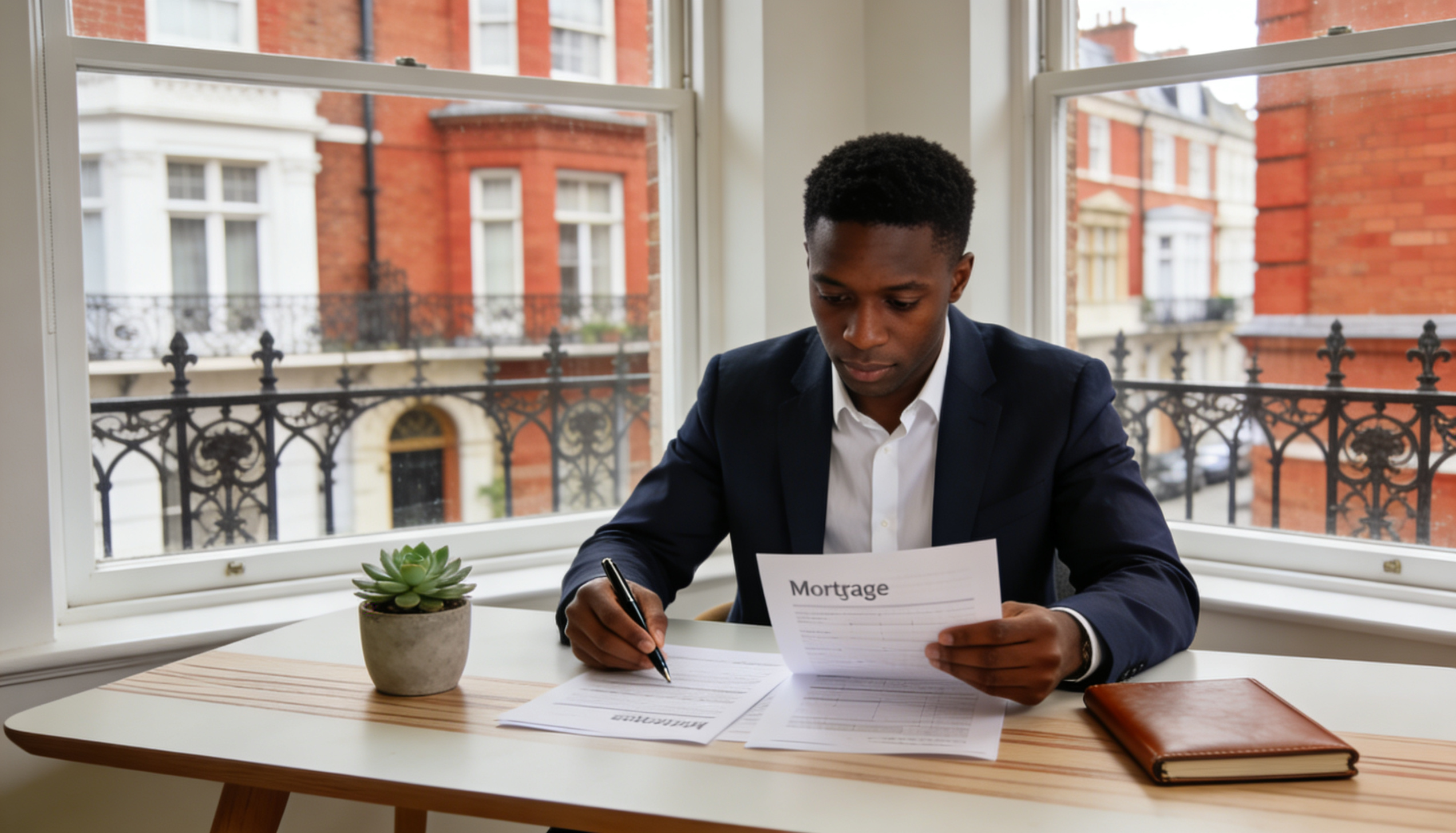 A South African national discussing UK mortgage options with a financial advisor.