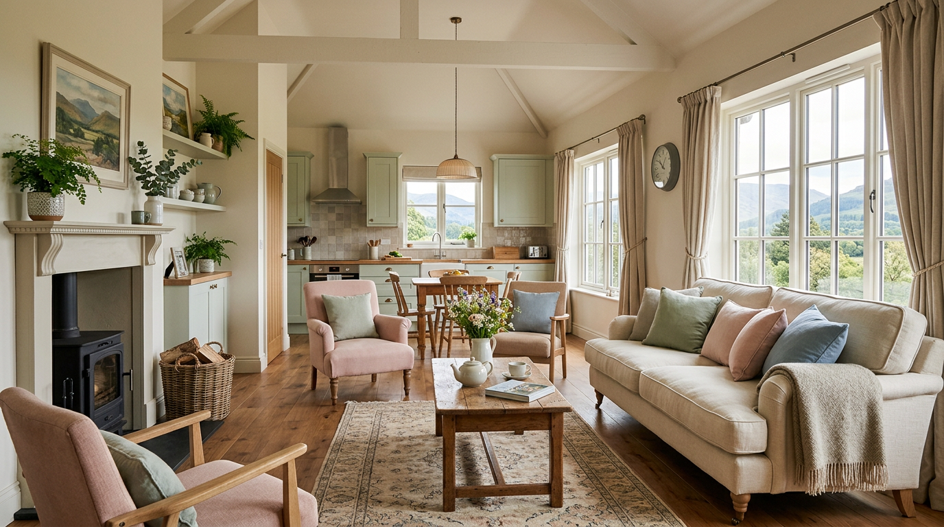 A cozy holiday let interior with modern furnishings and a welcoming atmosphere.