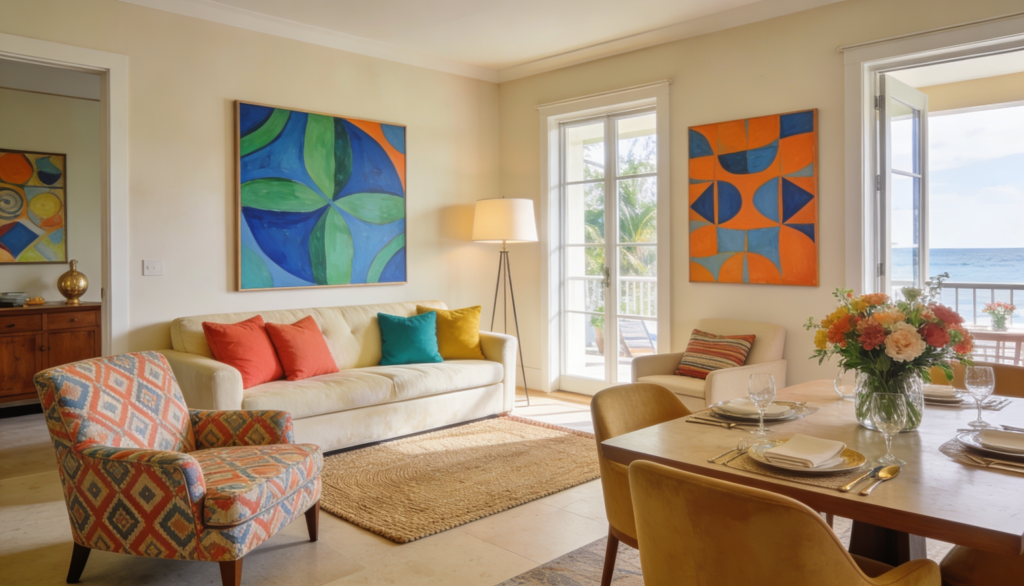 A modern serviced accommodation with a welcoming entrance and cozy interior decor.