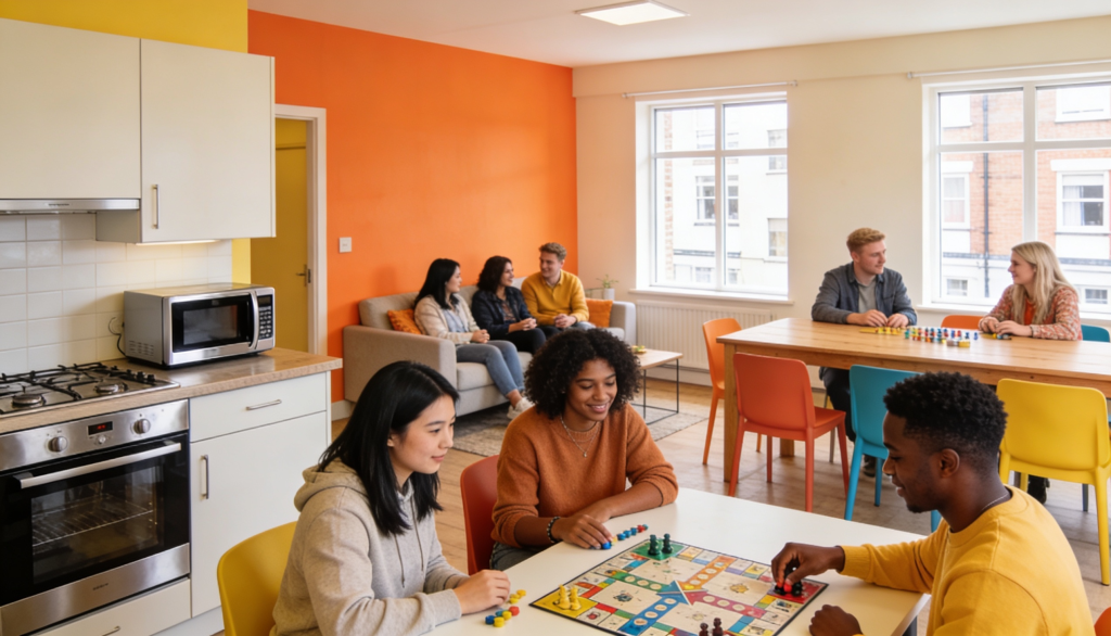 A well-maintained HMO property with tenants enjoying a communal living space.