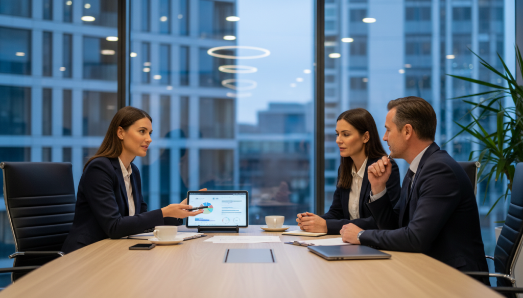 Mortgage adviser helping landlord prepare buy to let application