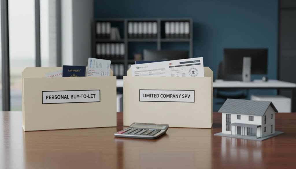 Personal buy to let and limited company SPV mortgage documents compared.